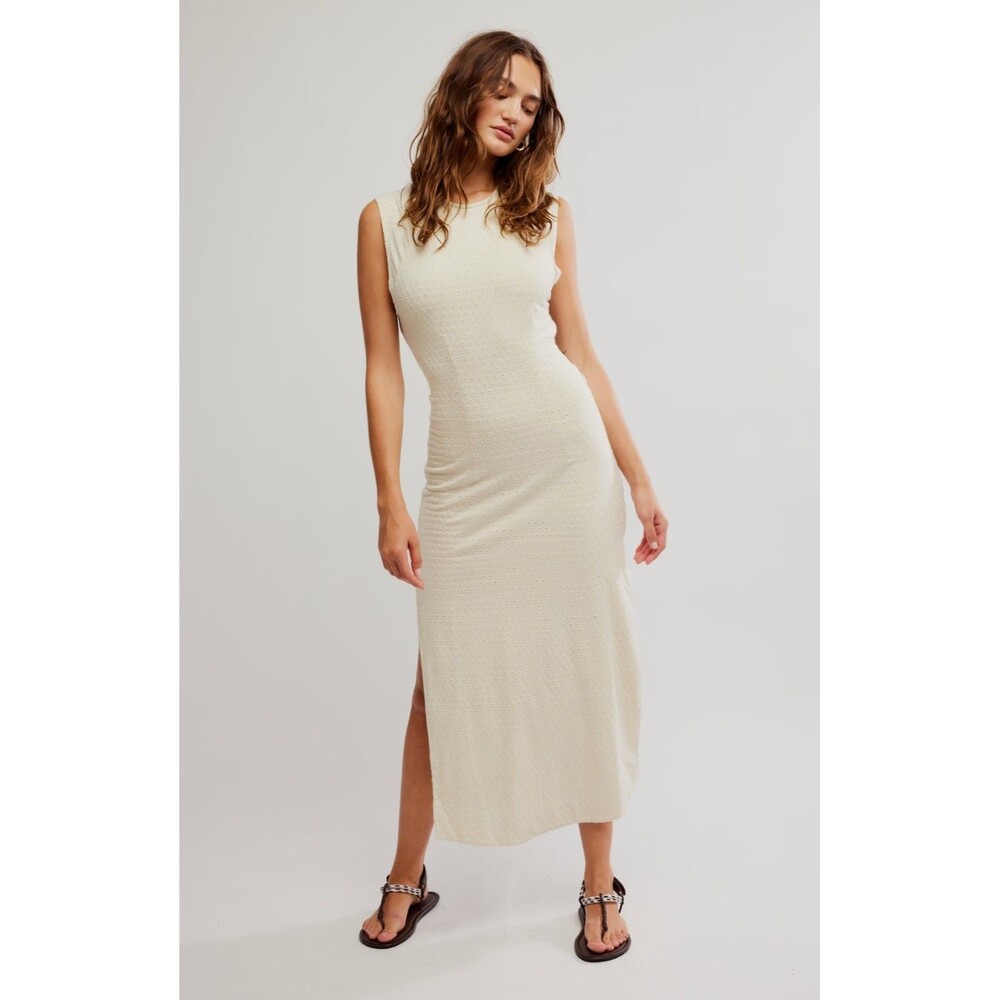 Free People Free-est Eventide Midi Dress Eyelet Embroidered Resort XL NEW 282646